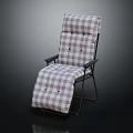 Soft Plaid Pattern Reclining Chair With Metal Frame For Comfortable Indoor Seating
