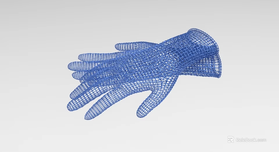 Blue Mesh Glove Design With Intricate Weave Structure And Modern Aesthetic 3d model 
