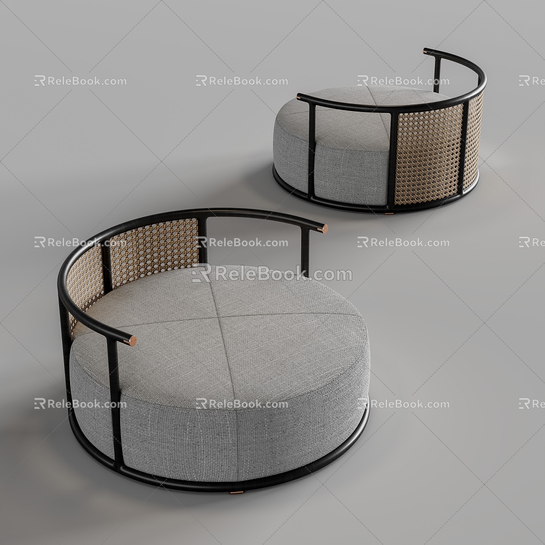 New Chinese Style Sofa Stool 3d model