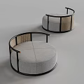 New Chinese Style Sofa Stool 3d model