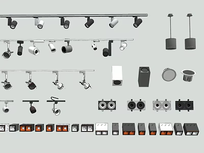Various Styles of Downlights and Spotlights for Modern Home Lighting Fixtures 3d model