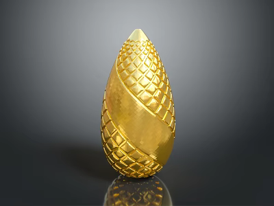Mythical Creature Golden Egg With Intricate Diamond Patterned Shiny Reflective Surface 3d model