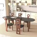 Dining Living Room Interior Design With Oval Wooden Table Green Cushion Chairs Pendant Lights