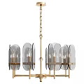 Elegant Modern Chandelier With Glass Shades And Gold Metal Frame Hanging Chain Design