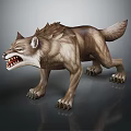 Wolf With Open Mouth Showing Sharp Teeth And Spiky Fur In Aggressive Posture 3d model