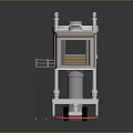 Industrial Machinery Structure With White Main Body Blue Panels Circular Tops Connecting Platform And Ladder