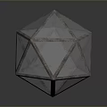 Decorative Transparent Geometric Polyhedron With Golden Lines And Clear Facets