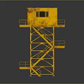 Yellow Metal Tower Structure With External Stairs Platform And Top Cabin 3d model