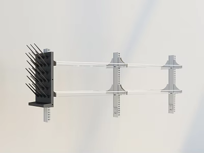 Modern Wall Lamp With Sleek Metal Structure And Black Decorative Details 3d model