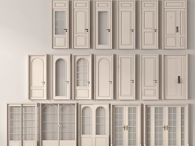 Various Stylish Interior Hinged Doors With Glass Panels And Arch Designs 3d model