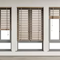 Brown Wooden Window Blinds on White Framed Windows in Light Interior