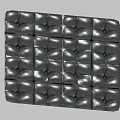 Black Leather Tufted Panel With Square Shape And Neatly Arranged Buttons 3d model