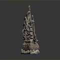 Golden Dragon Shaped Ship Ornament With Intricate Sails And Decorative Details