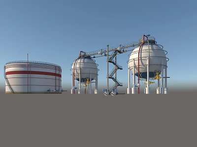 Industrial Equipment Featuring Large Steel Storage Tanks Connecting Pipelines And Metal Structures 3d model