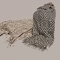 Light Gray And Black White Pattern Scarves With Fringe Design Fashion Accessory
