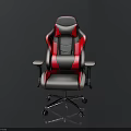 Modern Ergonomic Gaming Chair With Black Red Leather And Swivel Base