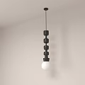 Modern Minimalist Black Chandelier With Spherical White Bulb Hanging From Ceiling 3d model