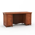 Traditional Wooden Desk With Carved Legs And Functional Storage Drawers Design