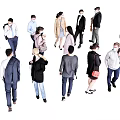 Group of People Walking And Standing With Different Ages Clothing Bags And Masks