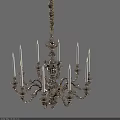 Ornate Brass Chandelier With Candle Shaped Arms And Intricate Design Details