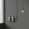 Elegant Modern Pendant Light In Interior With Gray Wall White Blinds And Black Switch Panels