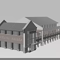 Traditional Rural Tourist Center Architectural Exterior With Tile Roof And Stone Columns