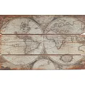Vintage Wooden Wall Decor With Distressed World Map Print On Planks