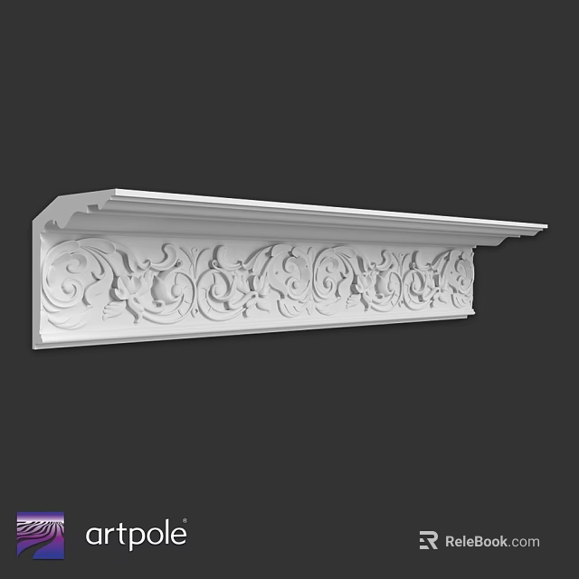 Ornamental Architectural Component With Intricate Carvings And White Finish 3d model 