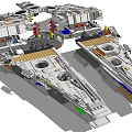 Detailed Building Blocks Spaceship Model Featuring Multiple Decks And Engine Parts 3d model
