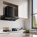 Modern Kitchen Design with White Cabinets Black Range Hood and Natural View Window