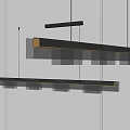 Modern Linear Chandelier With Metallic Frame And Glass Modules For Interior Design 3d model
