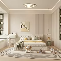 Kids Room Interior With Bed Pillows Lion Stuffed Toy Rug Desk Toys And Soft Lighting