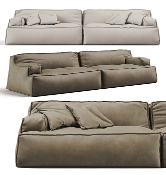 Modern double sofa multiplayer sofa 3d model