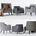 Modern Single Sofa Casual Sofa Chair Fabric Sofa Pillow Blanket Backrest Sofa 3d model