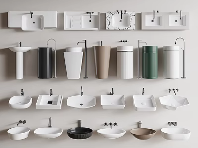 Various Modern Washbasin Designs With Multiple Colors And Styles For Bathroom 3d model