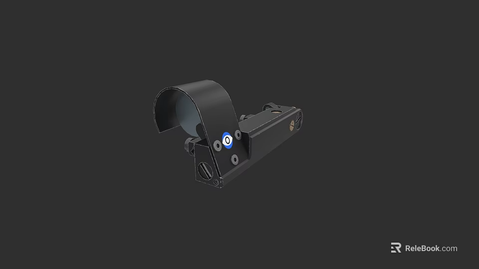 Tactical Weapon Mount Accessory with Black Metal Structure and Installation Holes 3d model