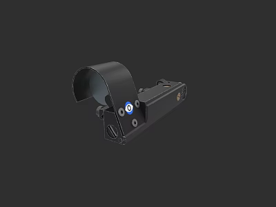 Tactical Weapon Mount Accessory with Black Metal Structure and Installation Holes 3d model