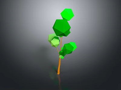 Abstract Low Poly Plant With Green Geometric Shapes And Orange Trunk 3d model