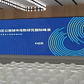 International Summit Stage in Tianfu New Area Chengdu with Blue Spiral Screen and White Chairs