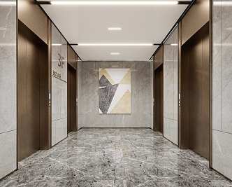 modern elevator hall 3d model