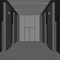 Elevator Hallway With Elevator Doors On Both Sides Gray Walls White Ceiling Polished Floor 3d model