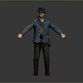 Game Movie Character 3D Model With Blue Coat Green Vest Brown Pants Boots And Satchel