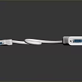 White Electronic Connector Cable With Dual USB Interfaces For Devices 3d model