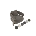 Green Velvet Leisure Chair With Rounded Armrests And Wooden Legs Color Options
