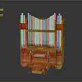 Detailed Wooden Pipe Organ Featuring Metal Pipes Keyboard And Pedals Structure