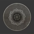 Elegant Round Furniture Table With Decorative Patterned Top And Spiral Carved Leg