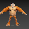 3D Cartoon Muscular Orange Bear Character With Black Cap Standing Pose Design