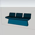 Modern Public Chair With Three Blue Seats And Black Stable Base For Public Spaces