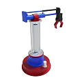 Mechanical Arm Device With Red Base Transparent Cylinder And Blue Clamp Structure 3d model