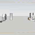 Modern Toilet In Bathroom With Sink Toilet Paper Holder And Tiles
